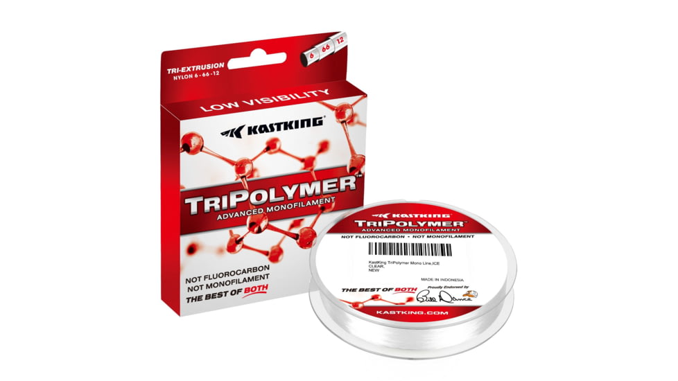 Kast King TriPolymer Advanced Monofilament Fishing Line, Ice Clear, 25 lb/595 yd, KKLIMONTPA14IC25