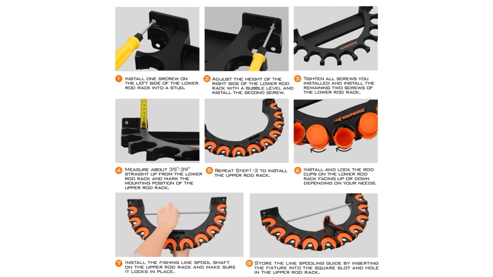 Kast King V10LS Spooling Station and Rod Rack, Orange/Black, KKTAROMRRV10LSOR