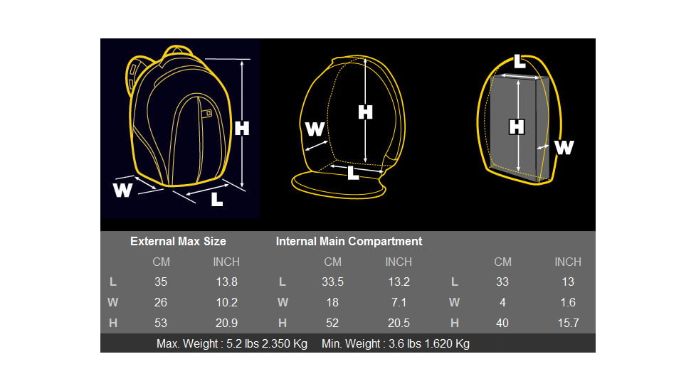 Kata Bug 205 Professional Backpack Dimensions KT PL BG 205