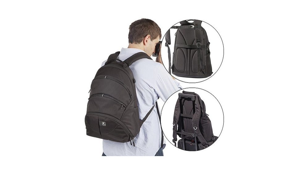 Kata Digital Rucksack, Black - DSLR w/ Mounted Lens, 3-4 Extra Lenses, Flash, 15.4in Laptop