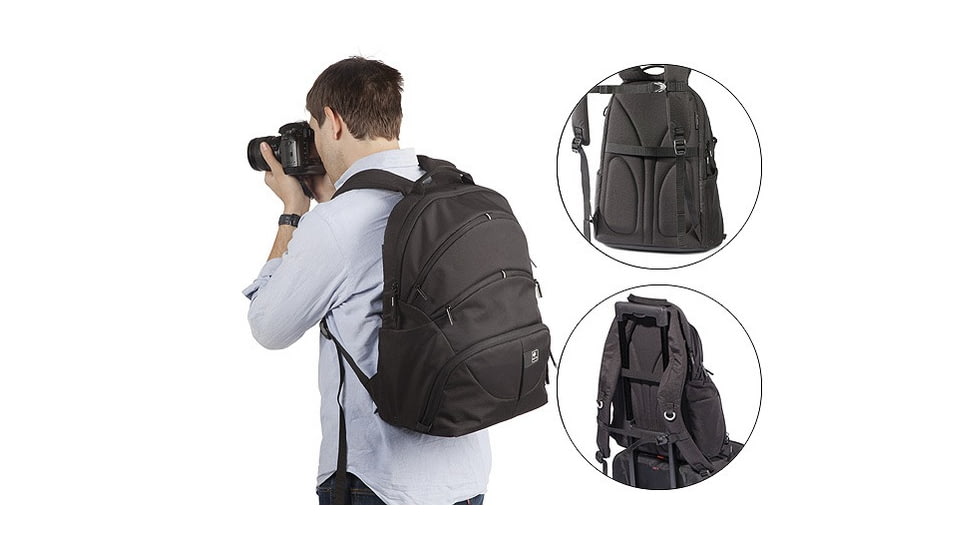 Kata Digital Rucksack, Black - DSLR w/ Mounted Lens, 3-4 Extra Lenses, Flash, 17in Laptop