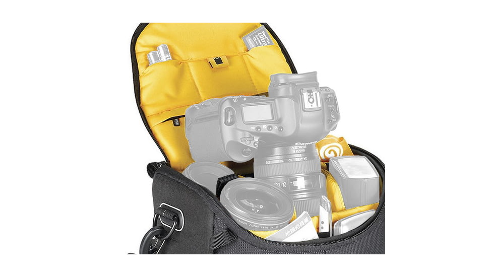 Kata DL LITE Shoulder Bag 443, Black - Pro DSLR w/ Mounted Lens and 3-4 Lenses, Flash, Accessories