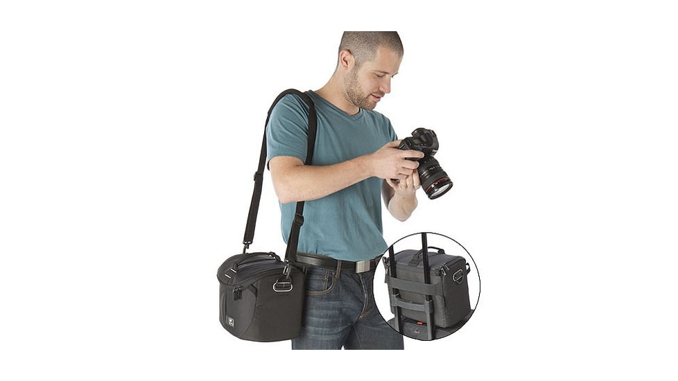 Kata DL LITE Shoulder Bag 443, Black - Pro DSLR w/ Mounted Lens and 3-4 Lenses, Flash, Accessories