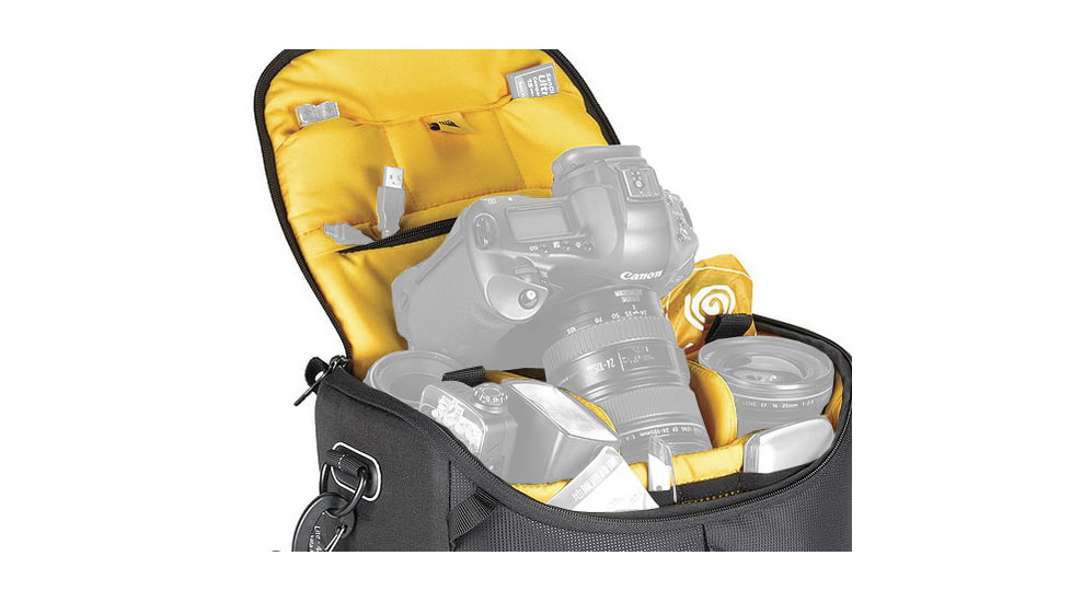 Kata DL LITE Shoulder Bag 445, Black - Pro DSLR w/ Mounted Lens and 3-5 Lenses, Flash, Accessories