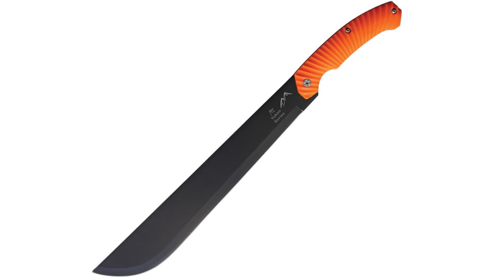 Katz Small Machete Knife, 14 black finish stainless blade, Orange rubberized synthetic handle, MCH SM