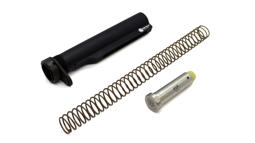 Kaw Valley Precision 6 Position Mil-Spec Stock Completion Kit, SS 4.3oz Buffer, Black, Medium, KVP-MilspecKit-4.3-SS