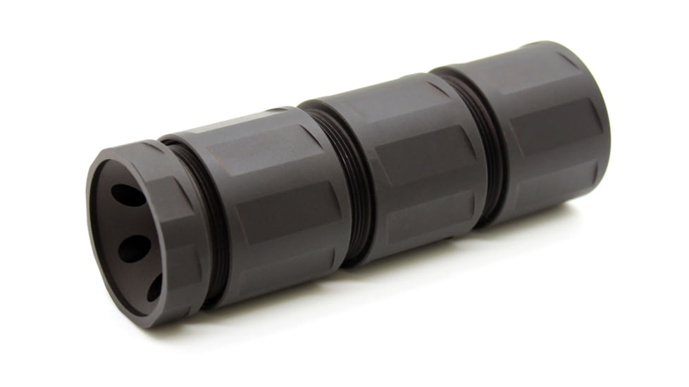 Kaw Valley Precision MACH 3 Modular Linear Compensator Body, .223 Caliber/5.56mm/.300 Blk/.350 Legend/.45 ACP, 1.125x28 TPI, Black, Small, KVP-MACH-B-3