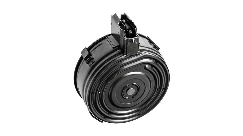 KCI USA AK-47/AKM Platform Drum Rifle Magazine, 7.62x39mm, 75 Round, Black, 1 Pack, Steel, KCIMZ004S-75RD