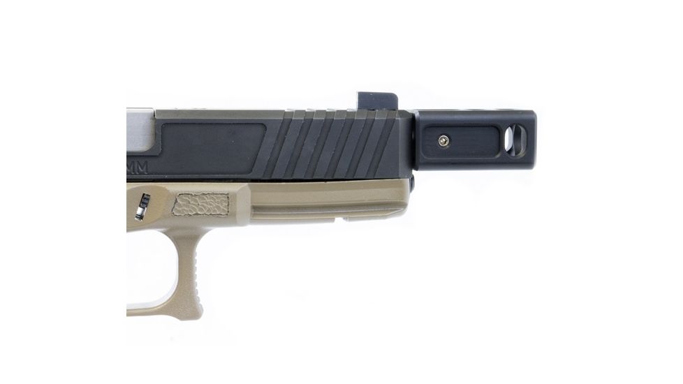 KE Arms Two Port Enhanced Compensator, 0.51 inch Long Threads, 1/2-28 TPI, 7075 Aluminum, Black 1-50-27-002