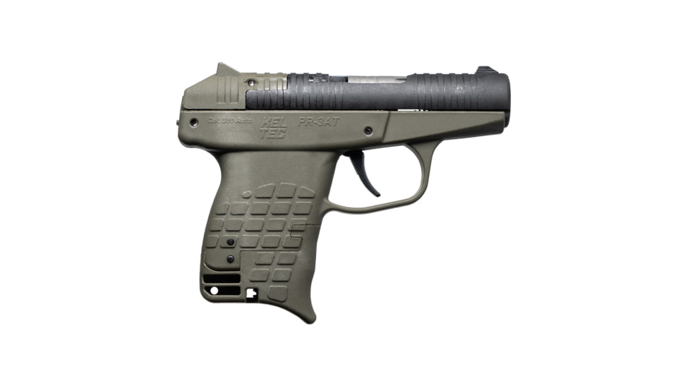 Kel-Tec PR3AT Semi Auto Pistol, .380 Auto, 2.85 inch Barrel, Fixed, Black, Polymer, Green, 13 Round Capacity, PR3ATGRN