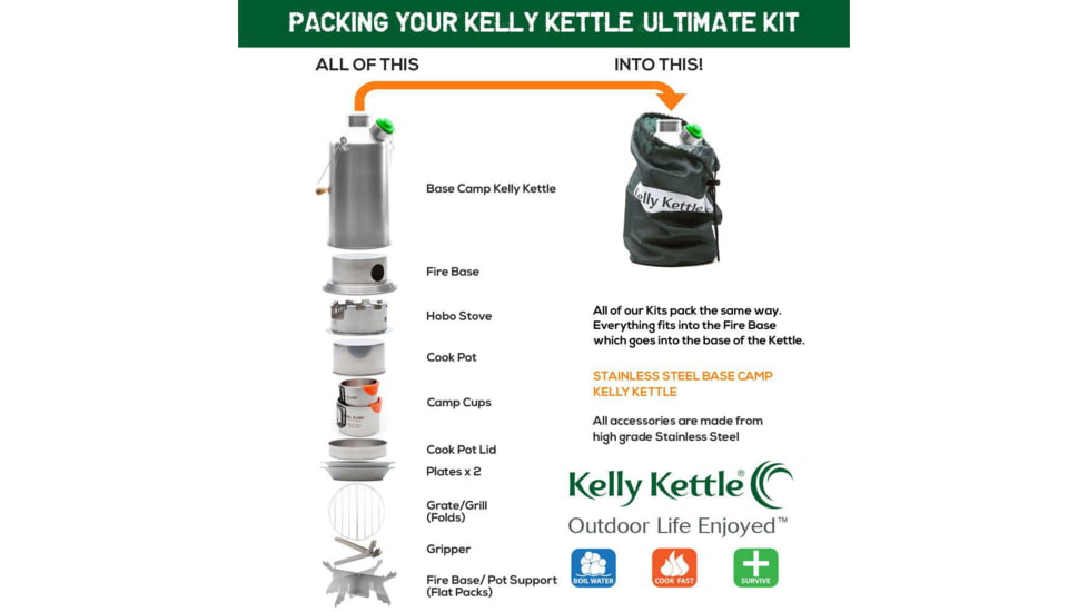Kelly Kettle Ultimate Base Camp Kit, Stainless Steel, 50119