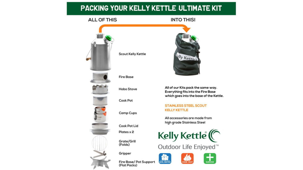 Kelly Kettle Ultimate Scout Kit, Stainless Steel, 50120