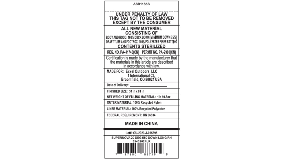 Kelty Supernova 20 Deg 550 Down Sleeping Bag, Regular, 35432024RR