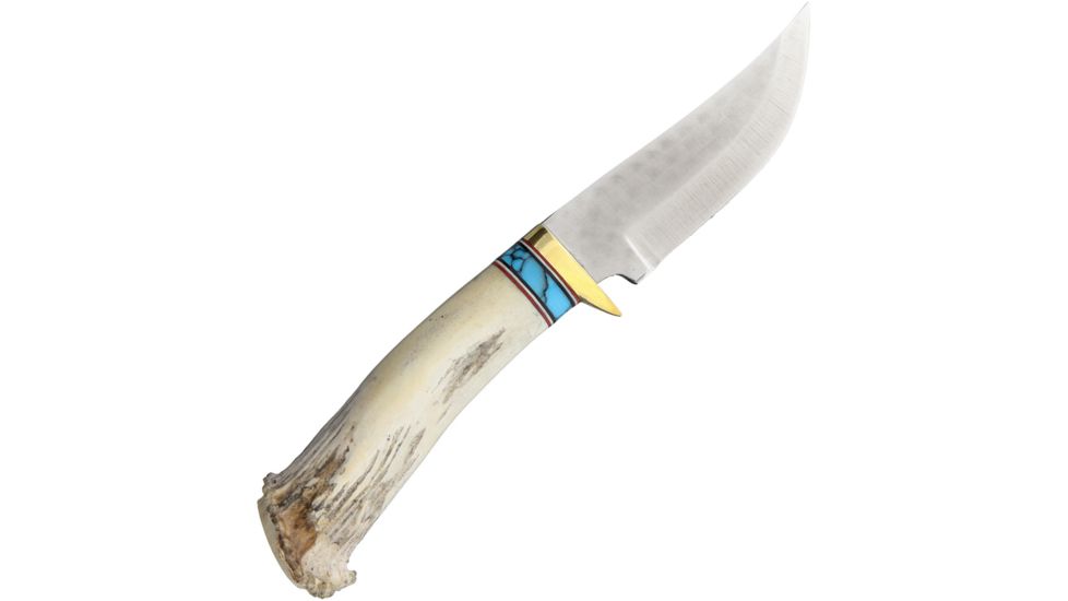 Ken Richardson Knives Fixed Blade Hunter Turquoise Fixed Blade Knife, 4in, Standard Edge, Horn Handle KRK1405CT