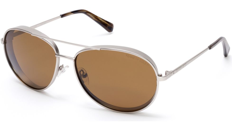 Kenneth Cole KC7223 Sunglasses - Matte Light Nickel Tin Frame Color, Brown Polarized Lens Color