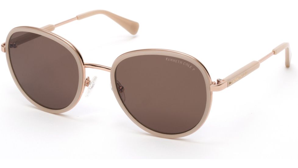 Kenneth Cole KC7227 Sunglasses - Shiny Beige Frame Color, Brown Polarized Lens Color