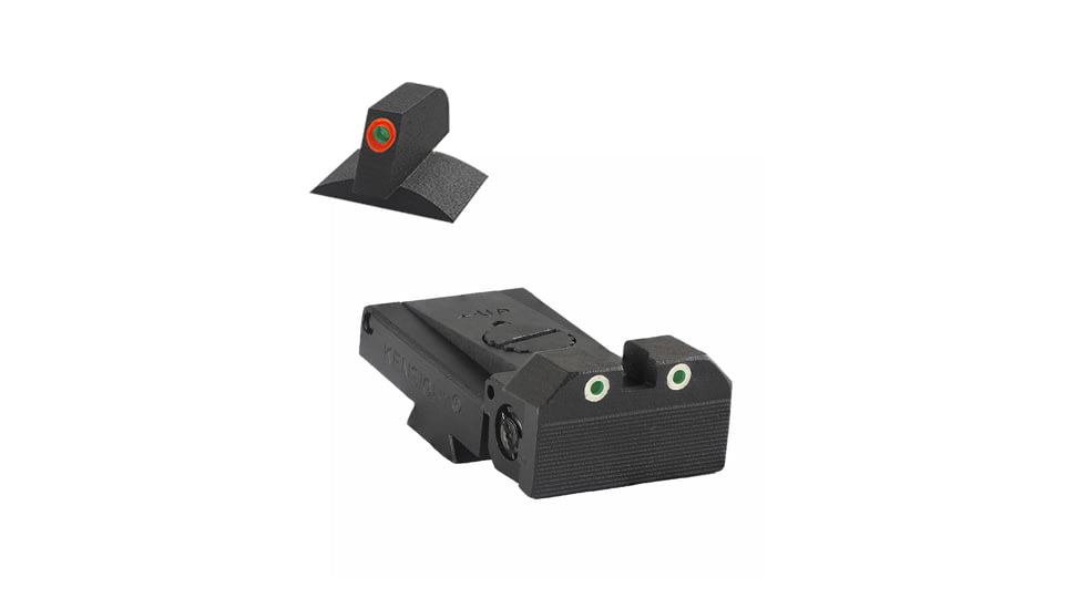 Kensight Bomar BMCS Deep Sight Notch 0.120in, Beveled Blade, Tritium w/White Outlines, Adjustable Target 1911 Rear Night Sight Set 860-099 w/ 0.210in Tall Contoured, ProGlo Lumi Orange, Black, 980099