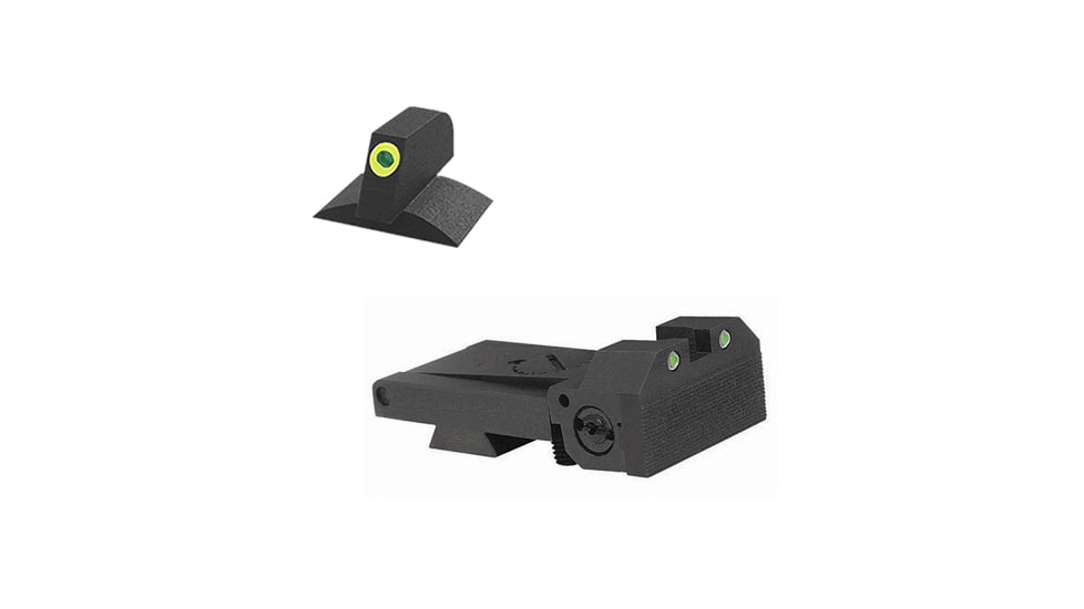 Kensight Bomar BMCS Beveled Blade Adjustable Target 1911 Rear Night Sight Set w/Deep Sight Notch, Square Blade, Black, 990-095