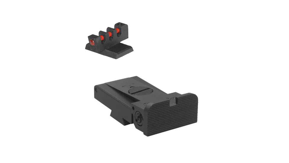 Kensight LPA TRT Rounded Serrated Blade Adjustable Target 1911 Rear Sight, Fiber Optic Flat Base Front Sight, Black, 930-053
