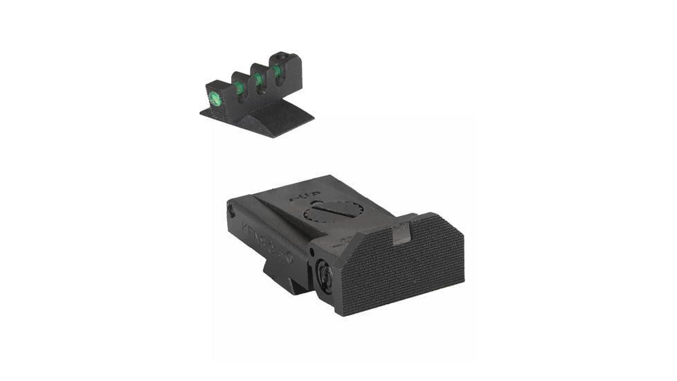 Kensight LPA TRT  Beveled Serrated Blade Adjustable Target 1911 Rear Sight, Fiber Optic Contoured Base Front Sight, Black, 940-083