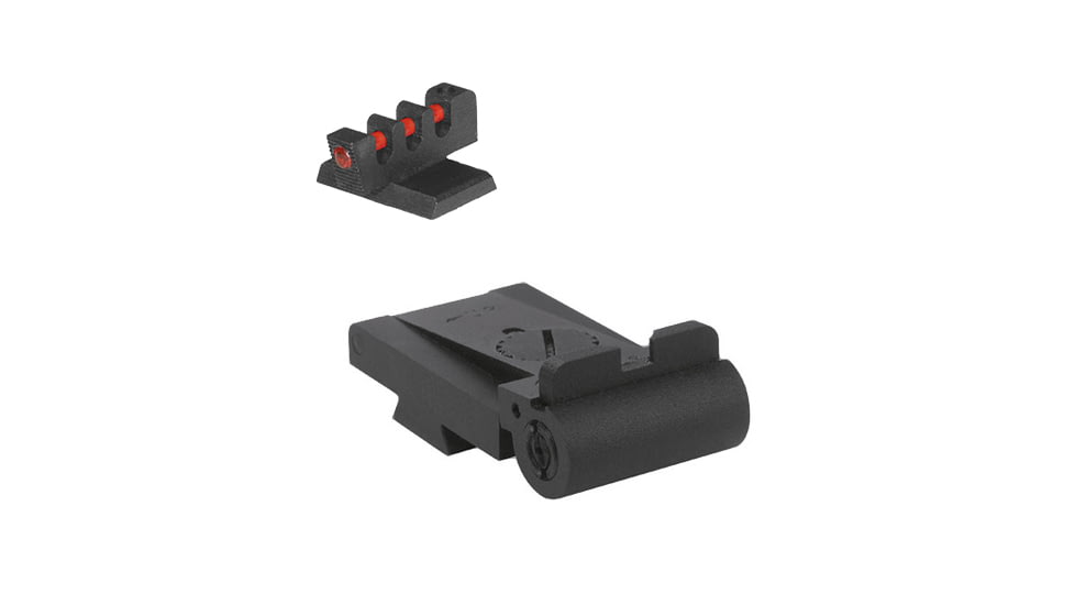 Kensight Rollo 1911 Low-Profile Fiber Optic Flat Base Adjustable Combat Sight Set, Black, 930-008