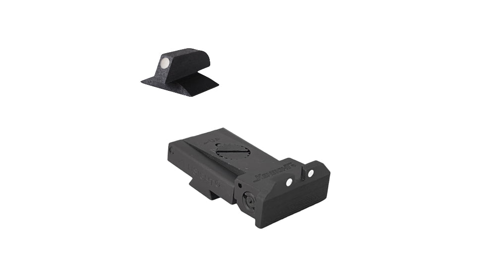 Kensight Ruger SR1911 Adjustable Contoured Base Arctic White Dot Sight Set, Black, 972-066