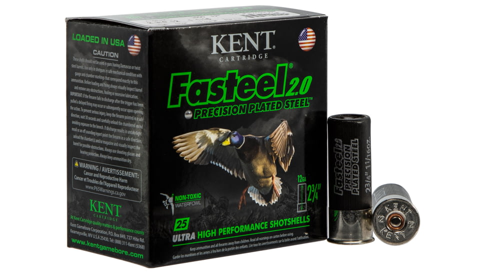 Kent Cartridge Fasteel 2.0 12 Gauge 1-1/16oz 2.75in 3 Shot Shotgun Ammo, 25 Rounds, K122FS30-3