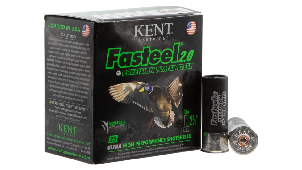 Kent Cartridge Fasteel 2.0 Waterfowl 12 Gauge 1-1/16oz 2.75in 6 Shot Shotgun Ammo, 25 Rounds, K122FS30-6