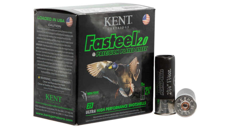 Kent Cartridge K122FS364 Fasteel 2.0 12 Gauge 2.75 1-1/4 Oz 4 Shot 25 Bx/ 10 Cs