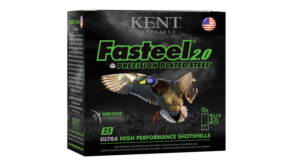Kent Cartridge Fasteel 2.0 12 Gauge 1-3/8 Oz 3.5in 4 Shot Shotgun Ammo, 25 Rounds, K1235FS40-4