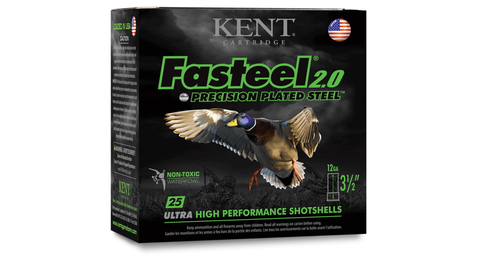 Kent Cartridge Fasteel + 12 Gauge 1.25 oz 3in 4x6 Centerfire Shotgun Ammo, 25 Rounds, K123FSP36-4X6