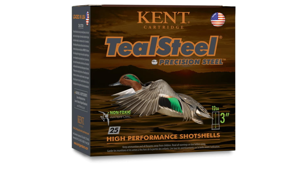Kent Cartridge Teal Steel Shotshells 12 Gauge 1-1/4oz 3in 6 Shot Shotgun Ammo, 25 Rounds, KTS12336-6