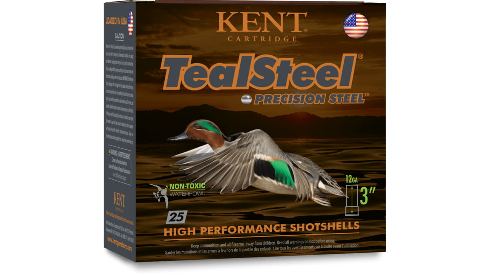 Kent Cartridge TealSteel Precision Steel 12 Gauge 1 1/4oz 3in 5 Shot Shotgun Ammo, 25 Rounds, KTS12336-5