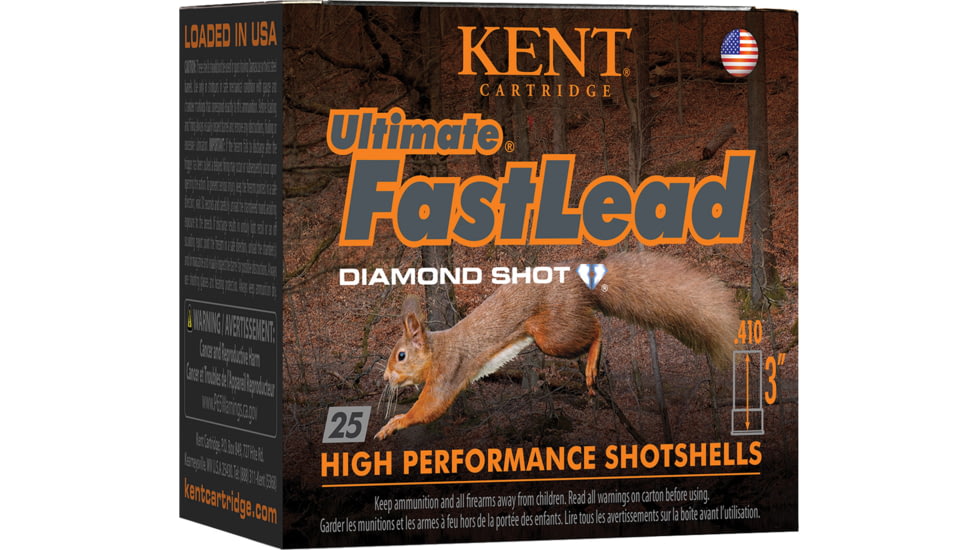 Kent Cartridge Ultimate FastLead Upland Load .410 Gauge 11/16oz 3in Shotgun Ammo, #6, 25 Rounds, 1102663