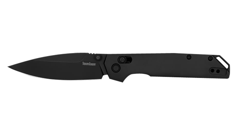 Kershaw Iridium Folding Knife, 3.40in, D2 Steel, Spear Point, Gray Anodized, Black Stonewashed, 2038BLK