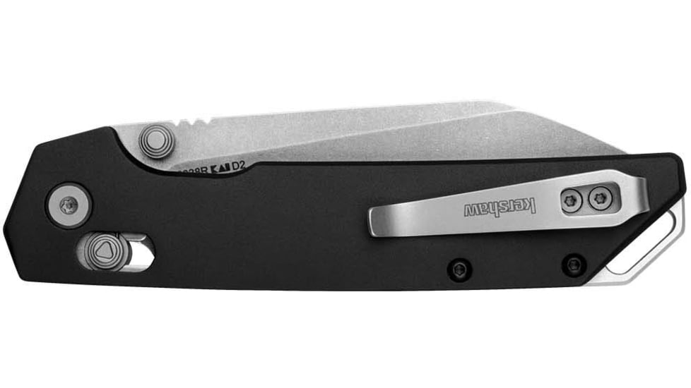Kershaw Iridium Folding Knife, 3.45in, D2 Steel, Reverse Tanto Blade, 6061-T6 Aluminum, Black Handle, 2038R