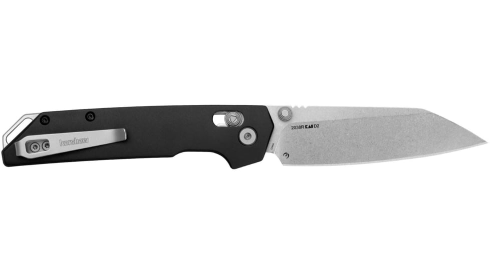 Kershaw Iridium Folding Knife, 3.45in, D2 Steel, Reverse Tanto Blade, 6061-T6 Aluminum, Black Handle, 2038R