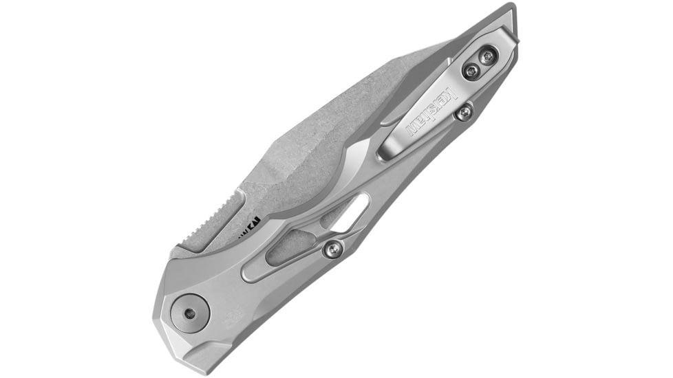 Kershaw Auto Launch 13 Button Lock Folding Knife, 3.5in, CPM 154, Plain Wharncliffe Blade, Raw 6061-T6 Aluminum Handle, 7650RAW