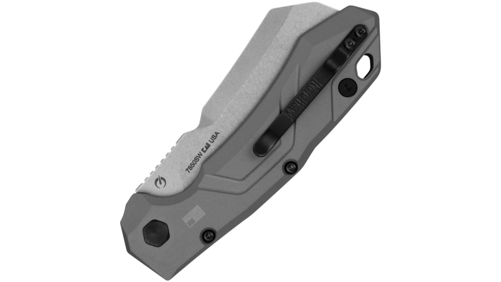 Kershaw Auto Launch 14 Button Lock Automatic Folding Knife, 3.38in, CPM-154 Stainless, Stonewash Finish, Cleaver Style Blade, Gray Anodized Aluminum Handle, KS7850SW