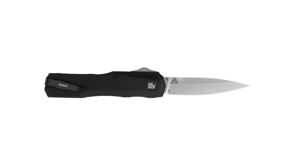 Kershaw Auto Livewire OTF Automatic Folding Knife by Matt Diskin, 3.3in, CPM MagnaCut, Spear Point Blade, Stonewashed Finish, Black Aluminum Handle, 9000