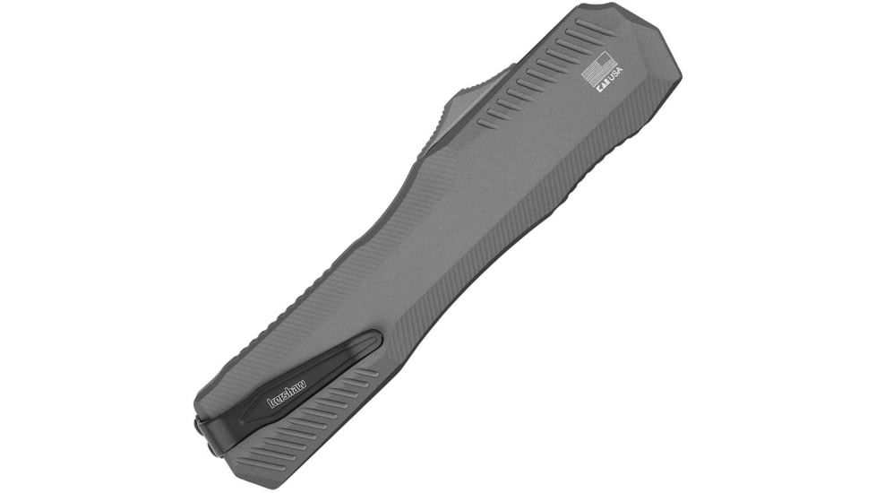 Kershaw Livewire OTF 3.3in Automatic Folding Knife by Matt Diskin, 3.3in, CPM MagnaCut Stonewash Spear Point Blade, Gray Aluminum Handle, 9000GRY