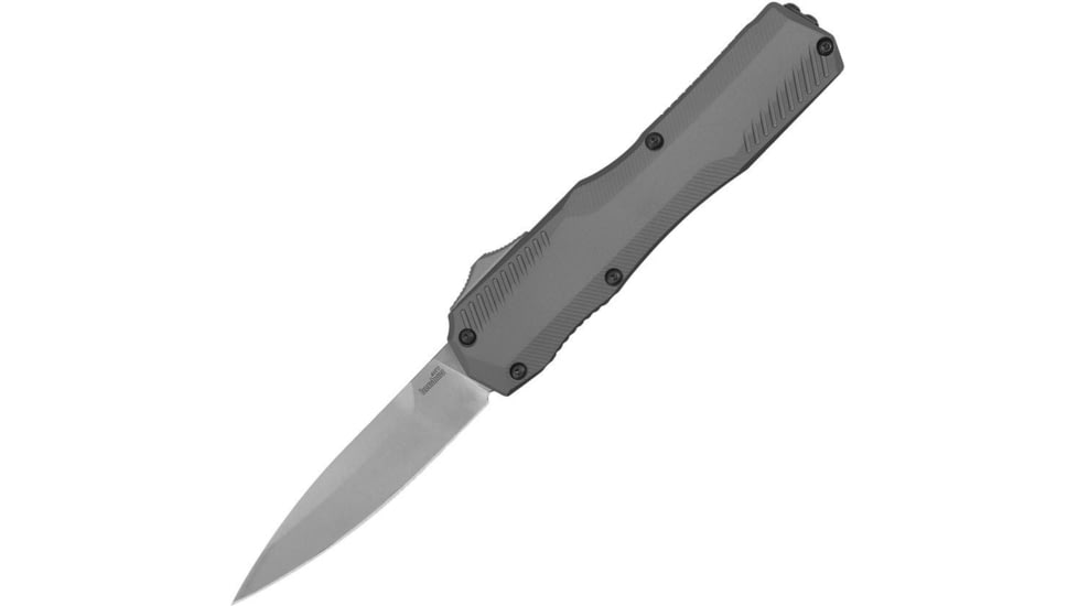 Kershaw Auto Livewire OTF Automatic Folding Knife by Matt Diskin, 3.3in, CPM MagnaCut, Spear Point Blade, Stonewash Finish ,Gray Aluminum Handle, 9000GRY