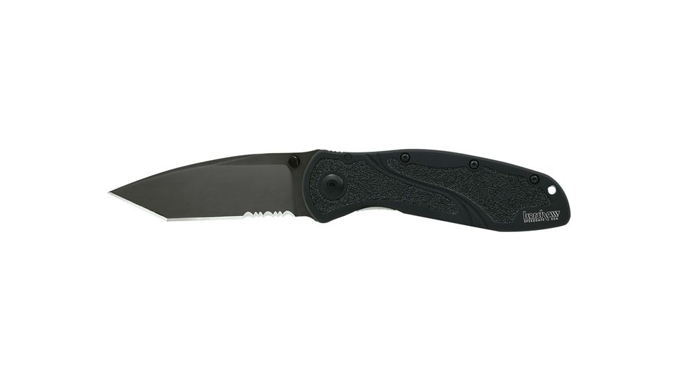Kershaw Blur Knife, Black/Black, Serrated -Clam 112627