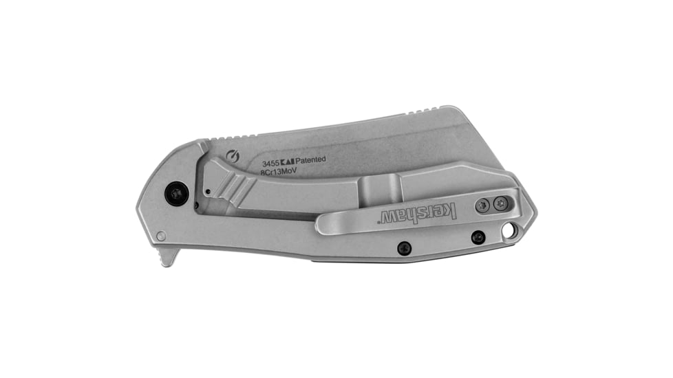 Kershaw Bracket Assisted Folding Knife, 3.4in 8Cr13MoV Cleaver Blade, Glass-Filled Nylon Front/Stainless Steel Back Handle, 3455