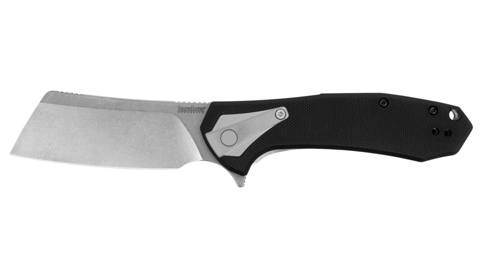 Kershaw Bracket Assisted Folding Knife, 3.4in 8Cr13MoV Cleaver Blade, Glass-Filled Nylon Front/Stainless Steel Back Handle, 3455