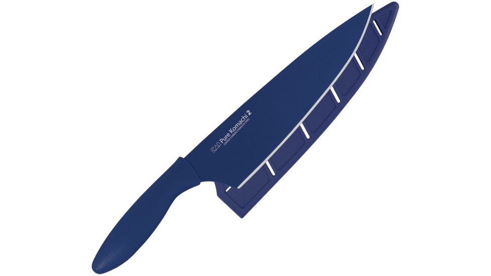 Kershaw Chefs Knife 8 in Navy Blue Fixed Blade Knife, 8in, Stainless Steel, Standard Edge, Blue, Synthetic Handle, AB5076