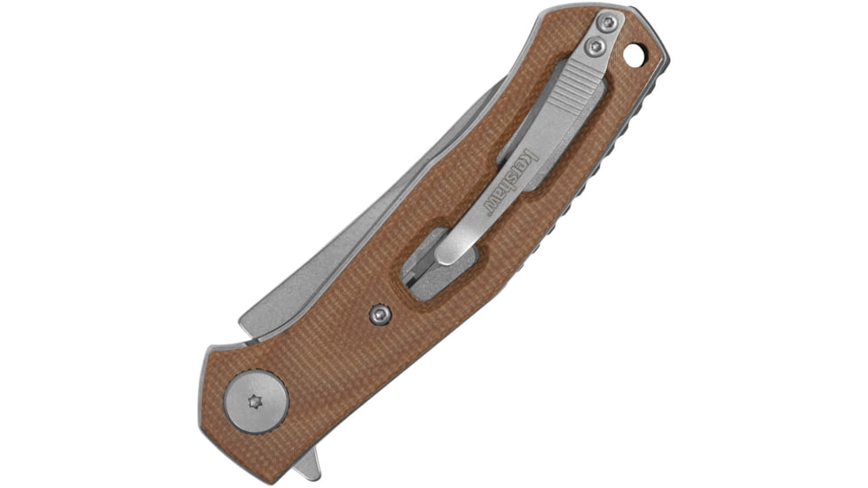 Kershaw Concierge Linerlock Folding Knife, 3.25 in, Stainless Steel, Drop Point, Micarta, Brown Micarta, 4020MIB