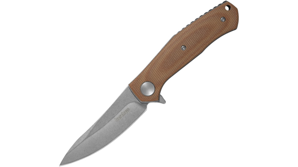 Kershaw Concierge Linerlock Folding Knife, 3.25 in, Stainless Steel, Drop Point, Micarta, Brown Micarta, 4020MIB