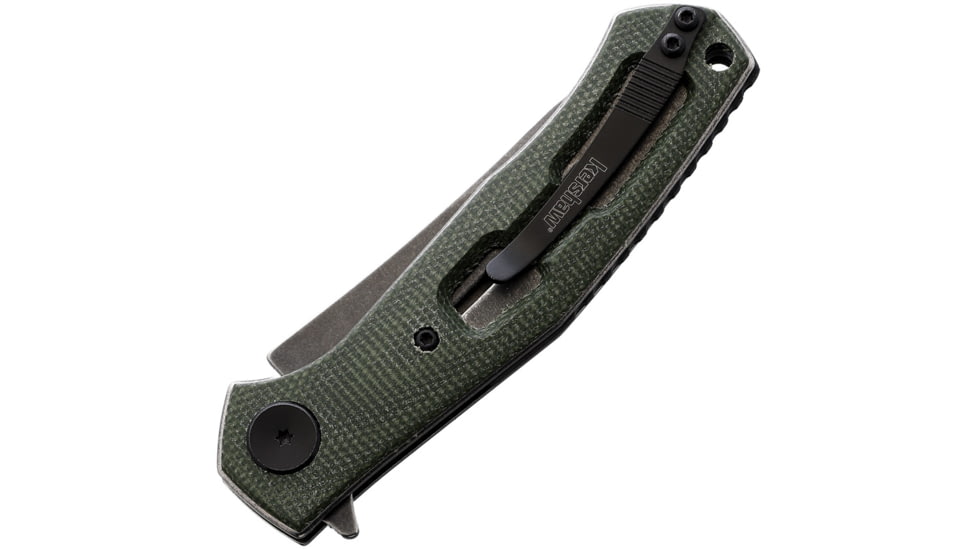 Kershaw Concierge Linerlock Folding Knife, 3.25 in, Stainless Steel, Drop Point, Micarta, OD Green Micarta, 4020MIG