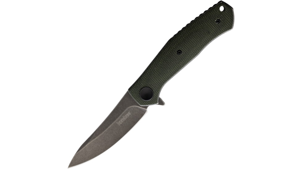Kershaw Concierge Linerlock Folding Knife, 3.25 in, Stainless Steel, Drop Point, Micarta, OD Green Micarta, 4020MIG